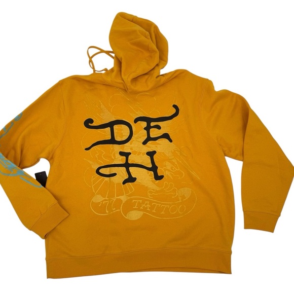 ED Hardy Men’s Size XXL yellow gold panther hoodie NWT - Picture 4 of 8